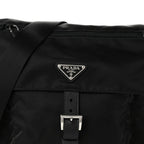 Nylon Vela Saffiano Single Buckle Messenger Shoulder Bag Black