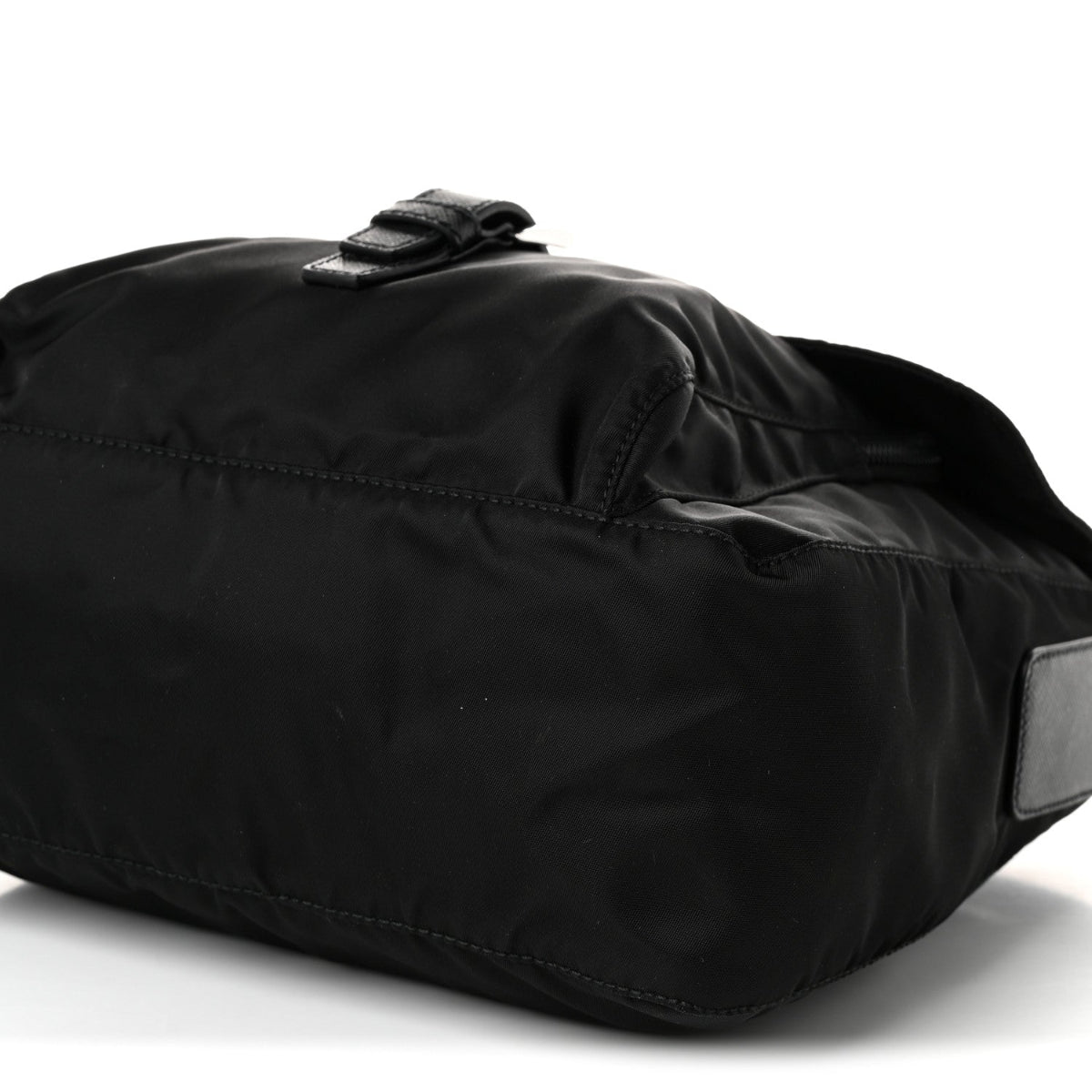 Nylon Vela Saffiano Single Buckle Messenger Shoulder Bag Black