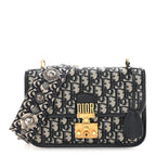Oblique Small DiorAddict Flap Bag Navy Blue