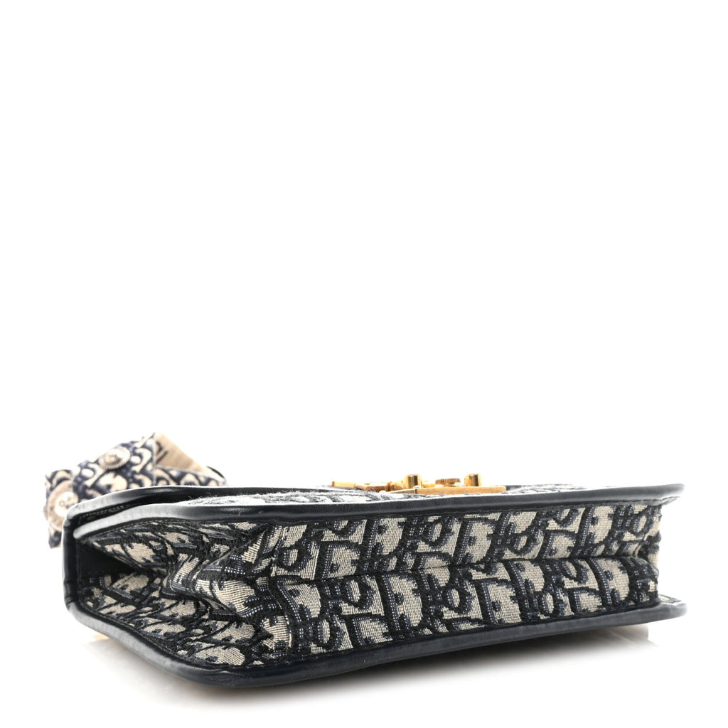 Oblique Small DiorAddict Flap Bag Navy Blue
