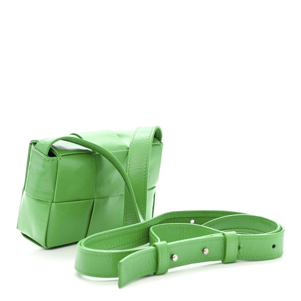 Paper Calfskin Maxi Intreccio Extra Mini Cassette Crossbody Bag Parakeet