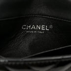 Patent Calfskin Chevron Quilted Extra Mini Flap Black