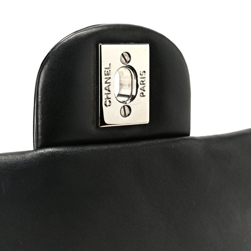 Patent Calfskin Chevron Quilted Extra Mini Flap Black