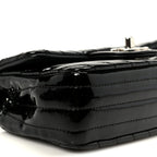 Patent Calfskin Chevron Quilted Extra Mini Flap Black