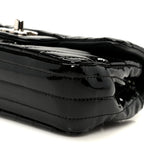 Patent Calfskin Chevron Quilted Extra Mini Flap Black