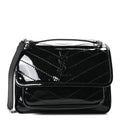 Patent Calfskin Matelasse Monogram Baby Niki Chain Satchel Black