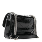 Patent Calfskin Matelasse Monogram Baby Niki Chain Satchel Black
