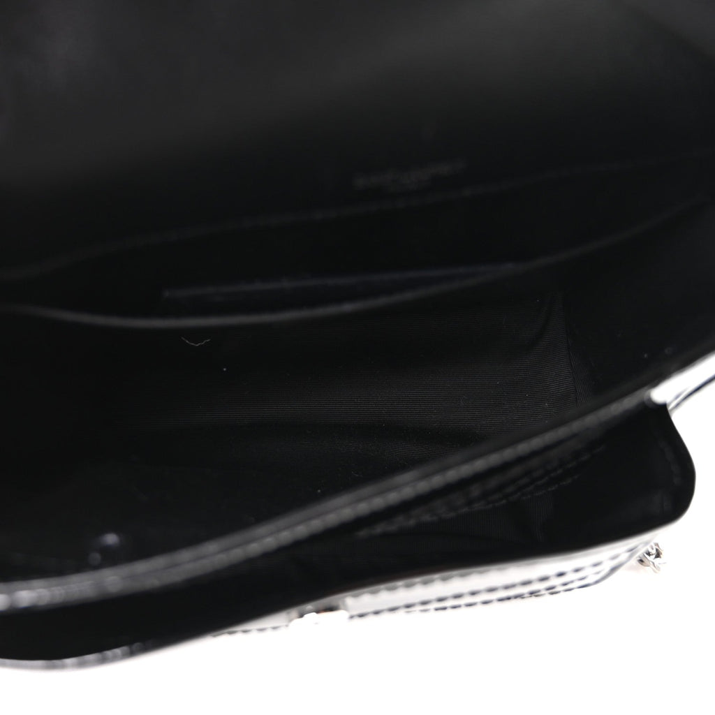 Patent Calfskin Matelasse Monogram Baby Niki Chain Satchel Black