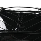Patent Calfskin Matelasse Monogram Baby Niki Chain Satchel Black