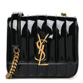 Patent Calfskin Matelasse Monogram Small Vicky Chain Bag Black