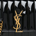 Patent Calfskin Matelasse Monogram Small Vicky Chain Bag Black