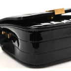 Patent Calfskin Matelasse Monogram Small Vicky Chain Bag Black