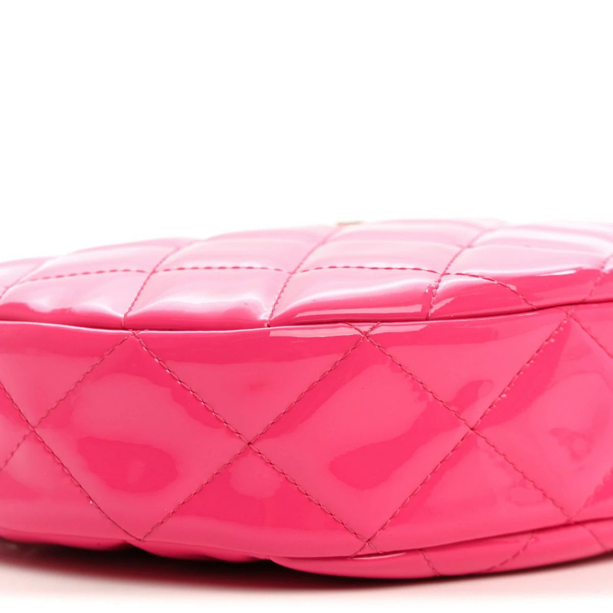 Patent Calfskin Quilted Enamel CC Charms Hobo Pink