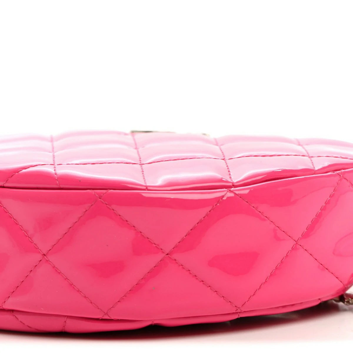 Patent Calfskin Quilted Enamel CC Charms Hobo Pink