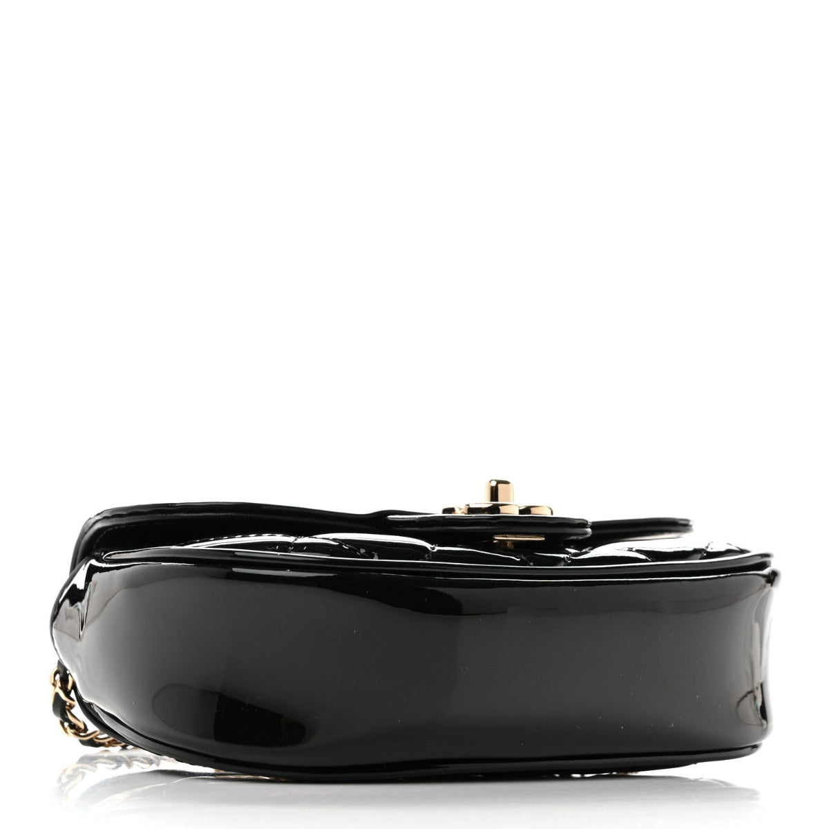 Patent Calfskin Quilted Mini Clutch Black