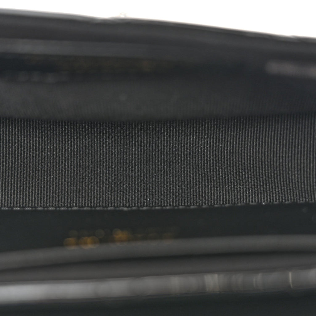 Patent Calfskin Quilted Mini Clutch Black