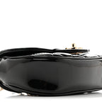Patent Calfskin Quilted Mini Clutch Black