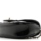 Patent Calfskin Quilted Mini Clutch Black
