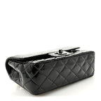Patent Calfskin Quilted Mini Rectangular Flap So Black