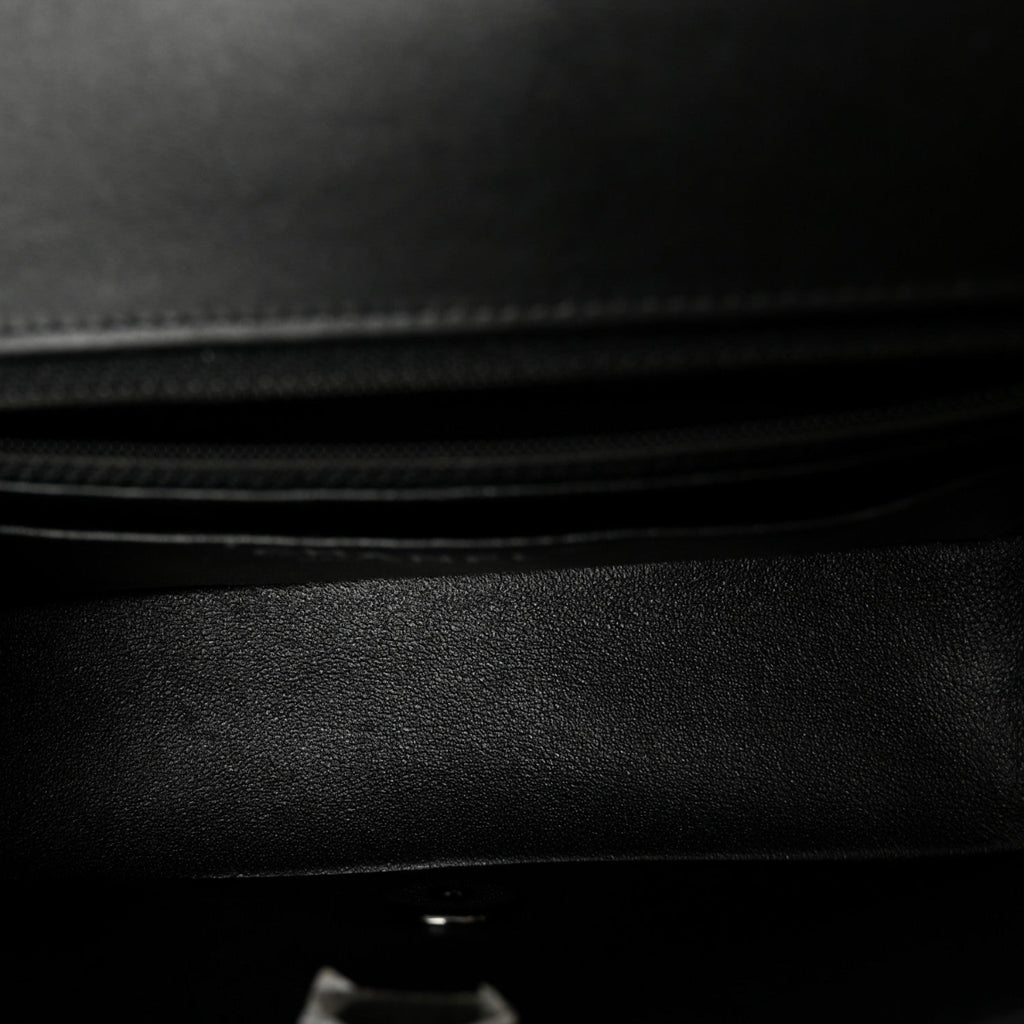 Patent Calfskin Quilted Mini Rectangular Flap So Black