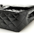 Patent Calfskin Quilted Mini Rectangular Flap So Black