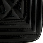 Patent Calfskin Quilted New Medium Plexiglass Boy Flap Black