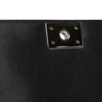 Patent Calfskin Quilted New Medium Plexiglass Boy Flap Black