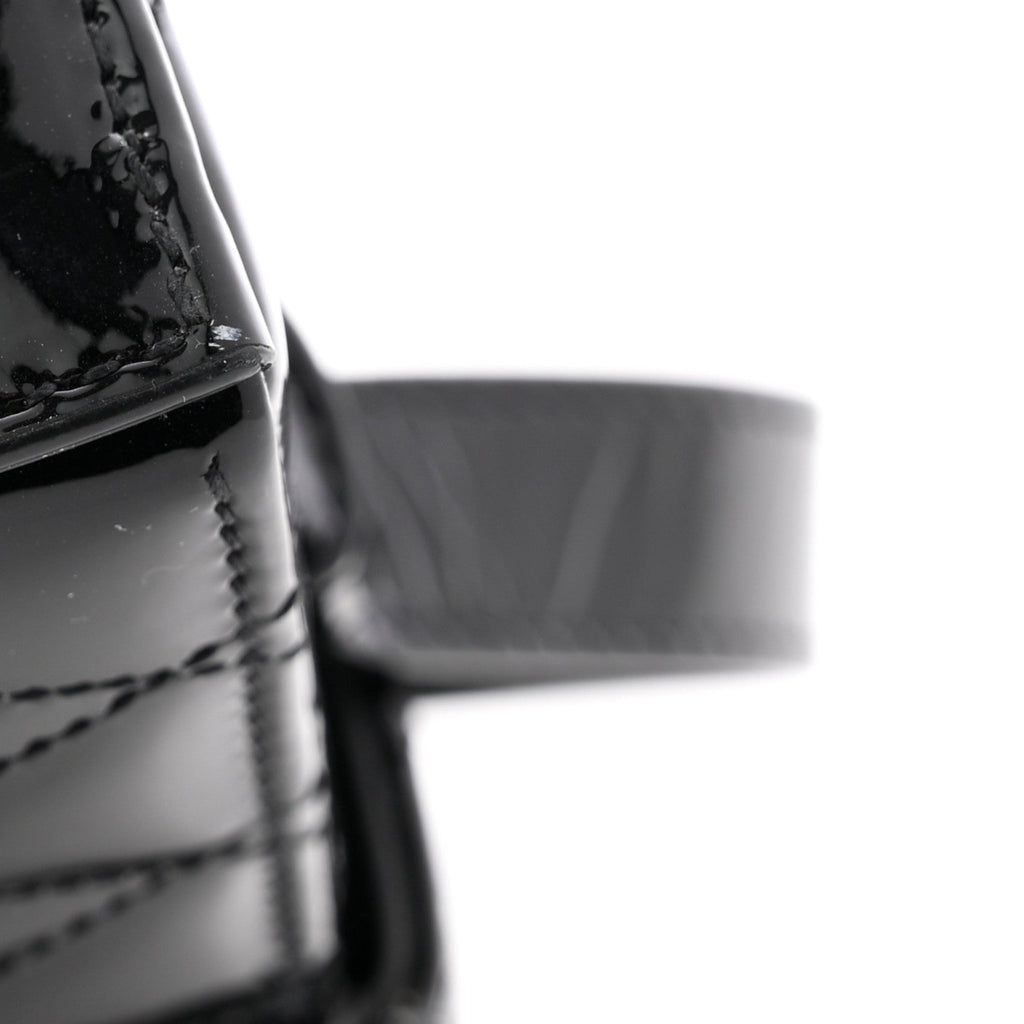 Patent Matelasse Monogram June Box Bag Black
