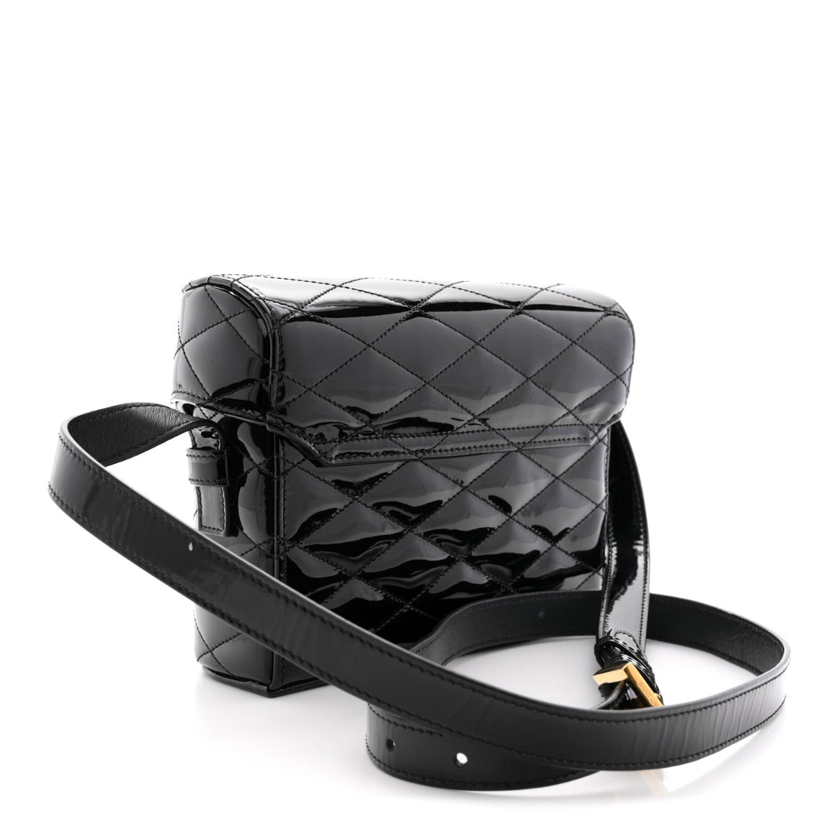 Patent Matelasse Monogram June Box Bag Black