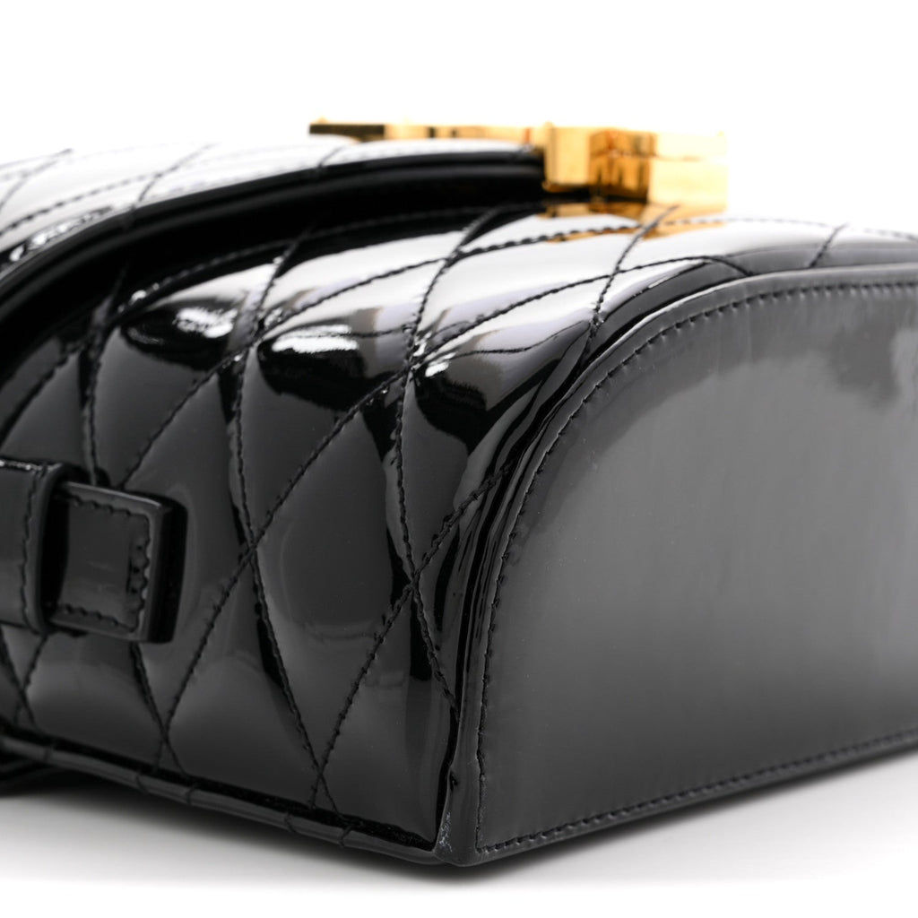 Patent Matelasse Monogram June Box Bag Black
