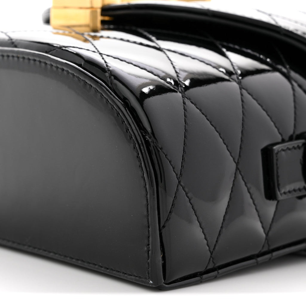 Patent Matelasse Monogram June Box Bag Black