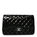Patent Quilted Jumbo Double Flap Black