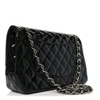 Patent Quilted Jumbo Double Flap Black