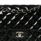 Patent Quilted Jumbo Double Flap Black