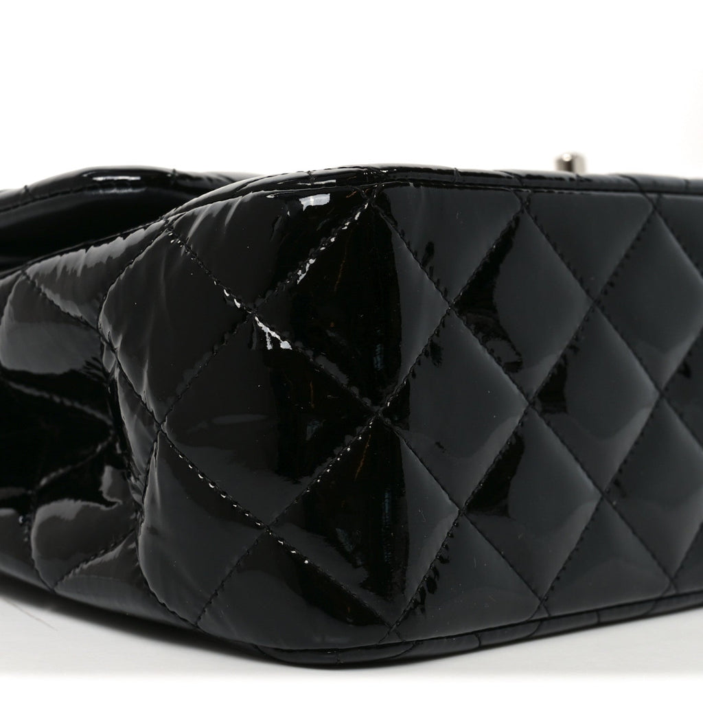 Patent Quilted Jumbo Double Flap Black