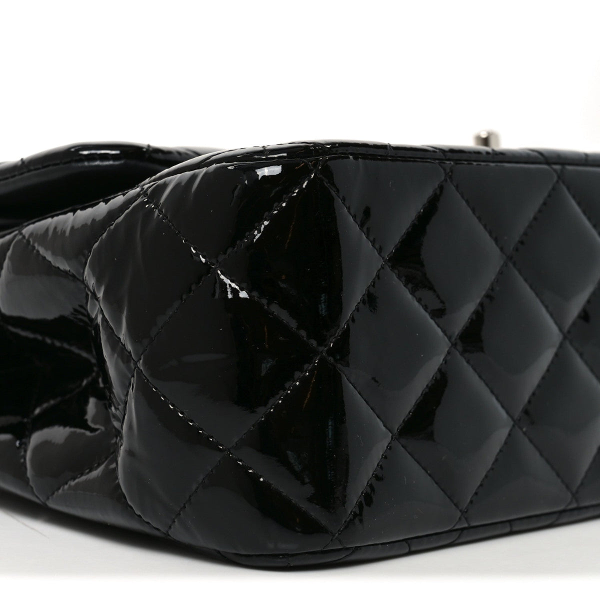 Patent Quilted Jumbo Double Flap Black