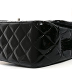 Patent Quilted Jumbo Double Flap Black