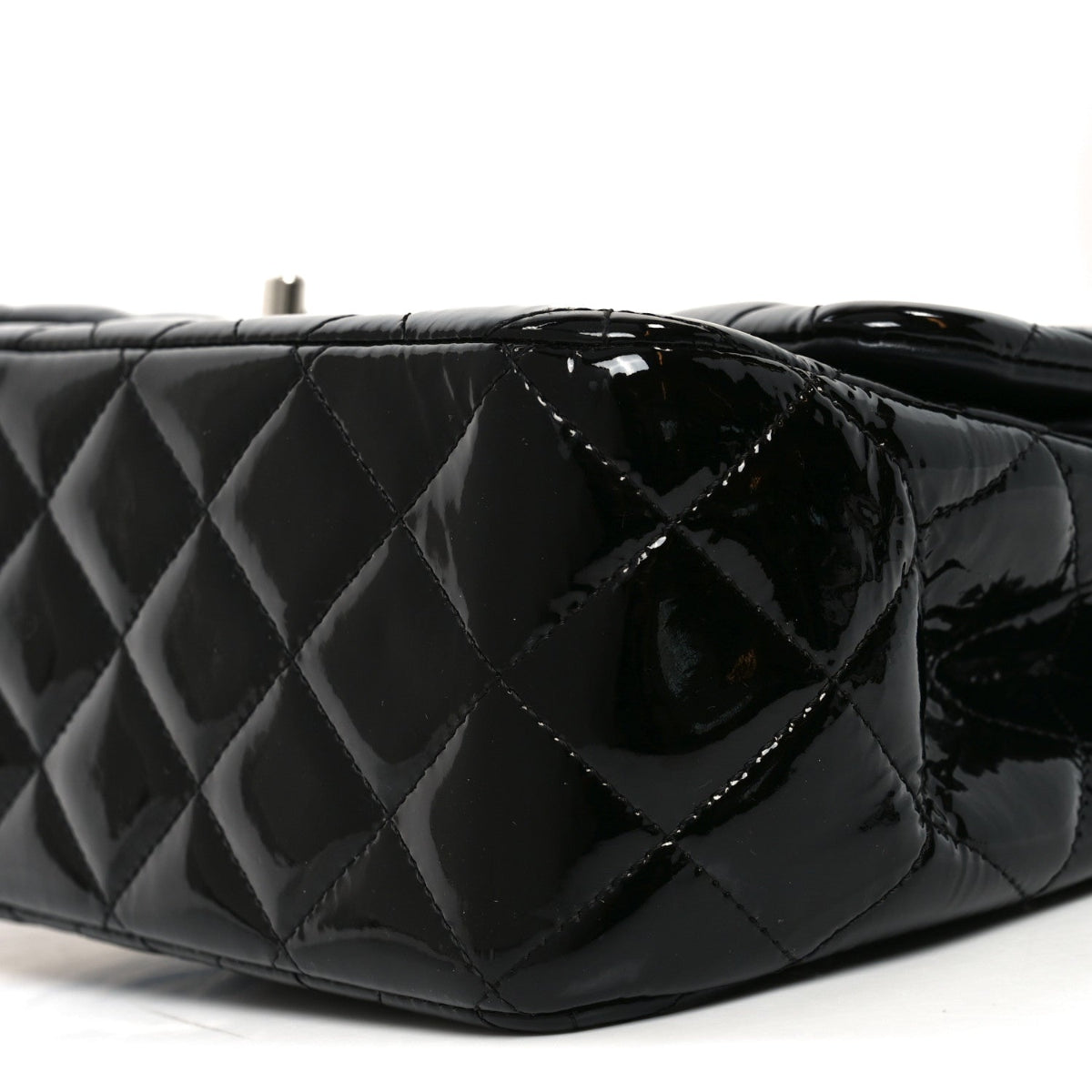 Patent Quilted Jumbo Double Flap Black