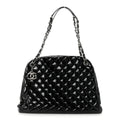 Patent Quilted Large Just Mademoiselle Bowling Bag Black