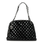Patent Quilted Large Just Mademoiselle Bowling Bag Black