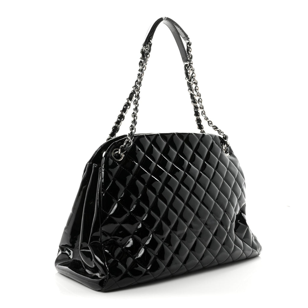 Patent Quilted Large Just Mademoiselle Bowling Bag Black