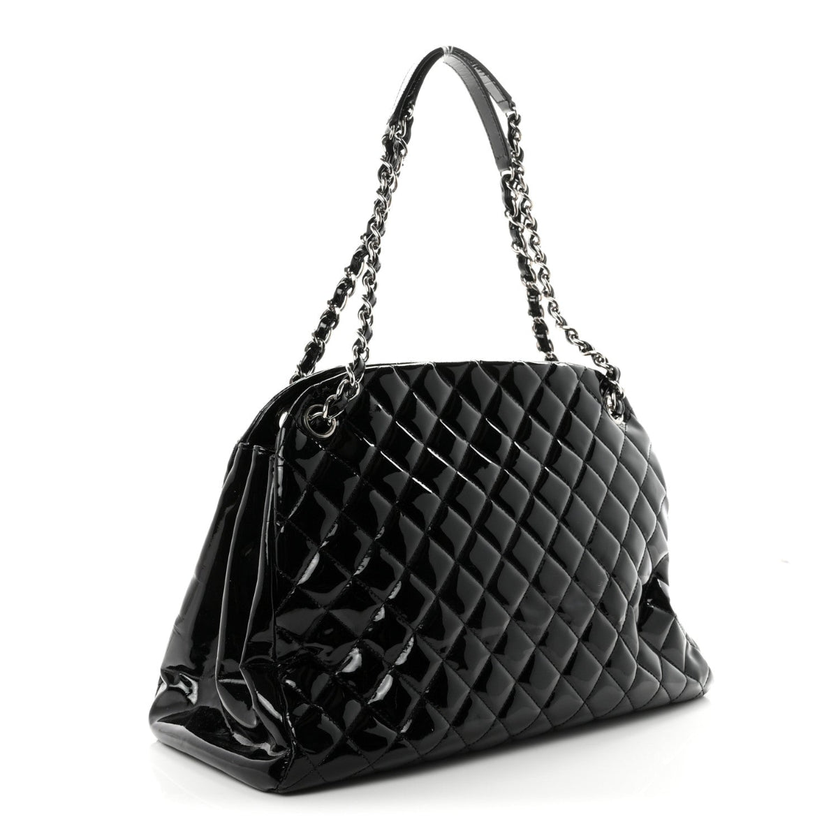 Patent Quilted Large Just Mademoiselle Bowling Bag Black