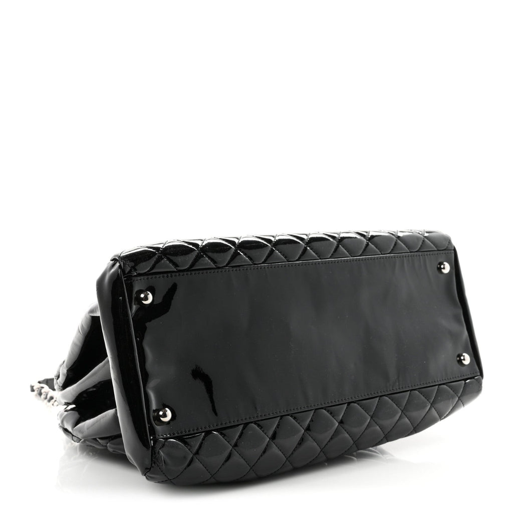 Patent Quilted Large Just Mademoiselle Bowling Bag Black
