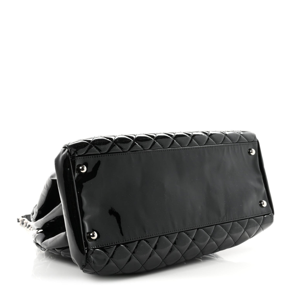 Patent Quilted Large Just Mademoiselle Bowling Bag Black