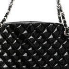Patent Quilted Large Just Mademoiselle Bowling Bag Black