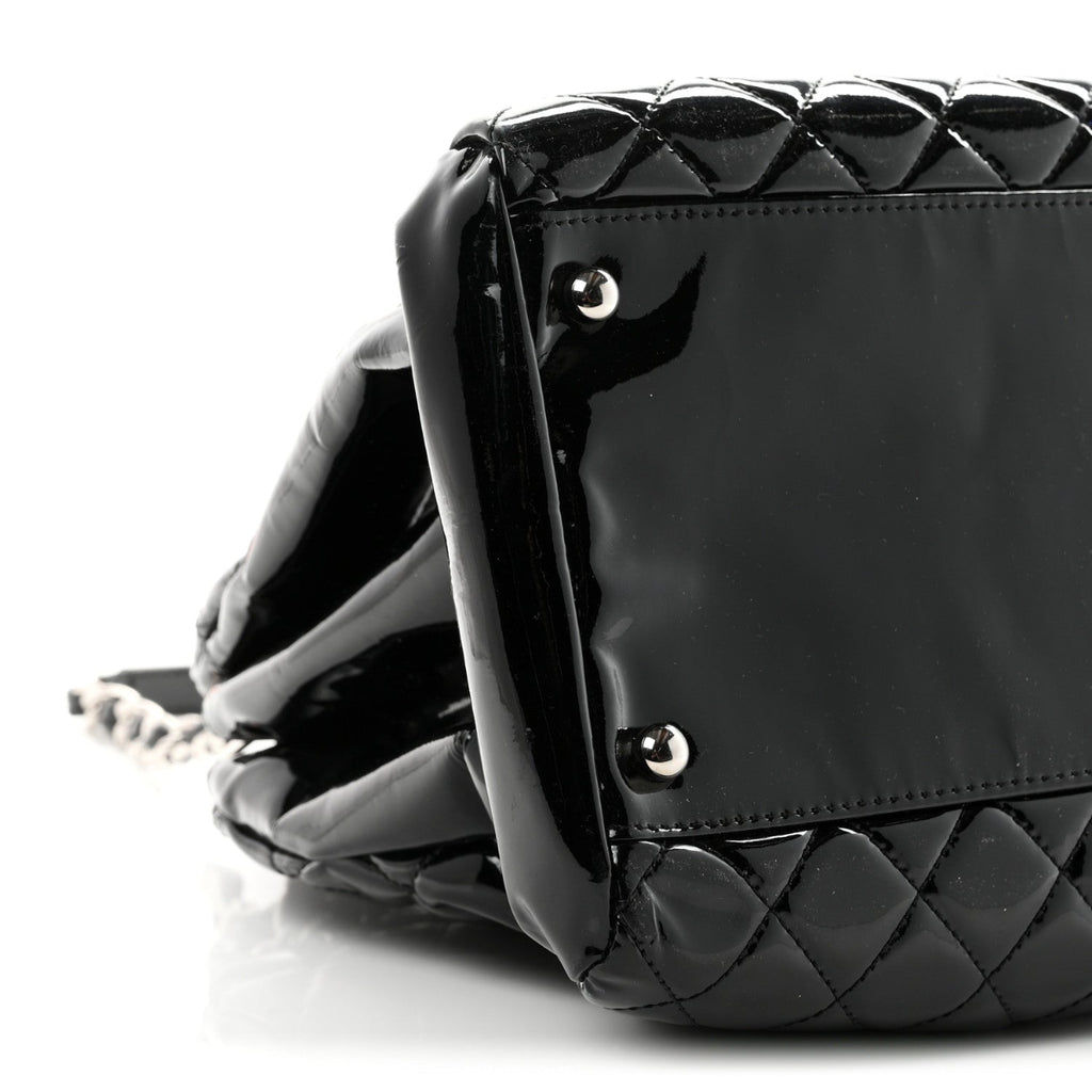 Patent Quilted Large Just Mademoiselle Bowling Bag Black