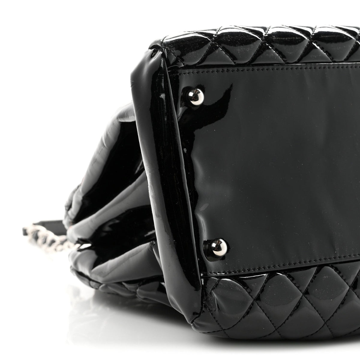 Patent Quilted Large Just Mademoiselle Bowling Bag Black