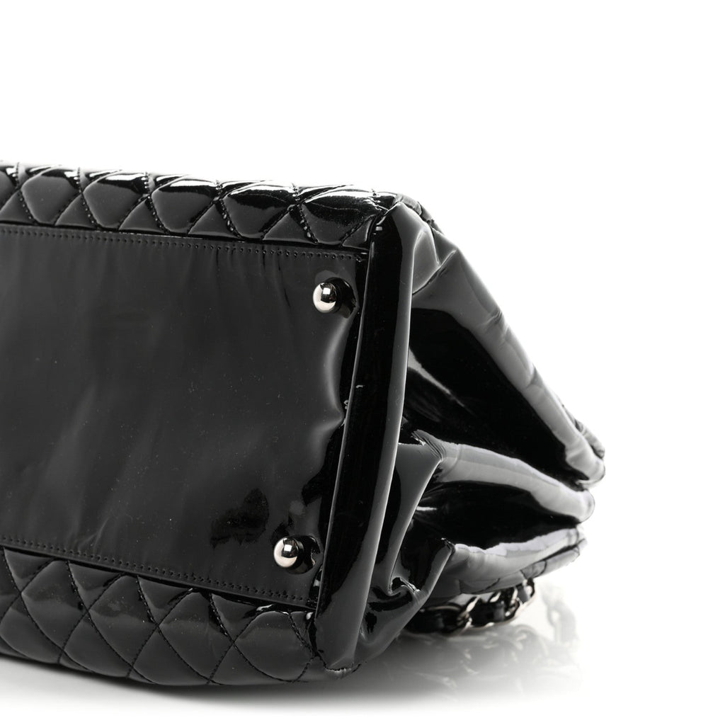 Patent Quilted Large Just Mademoiselle Bowling Bag Black