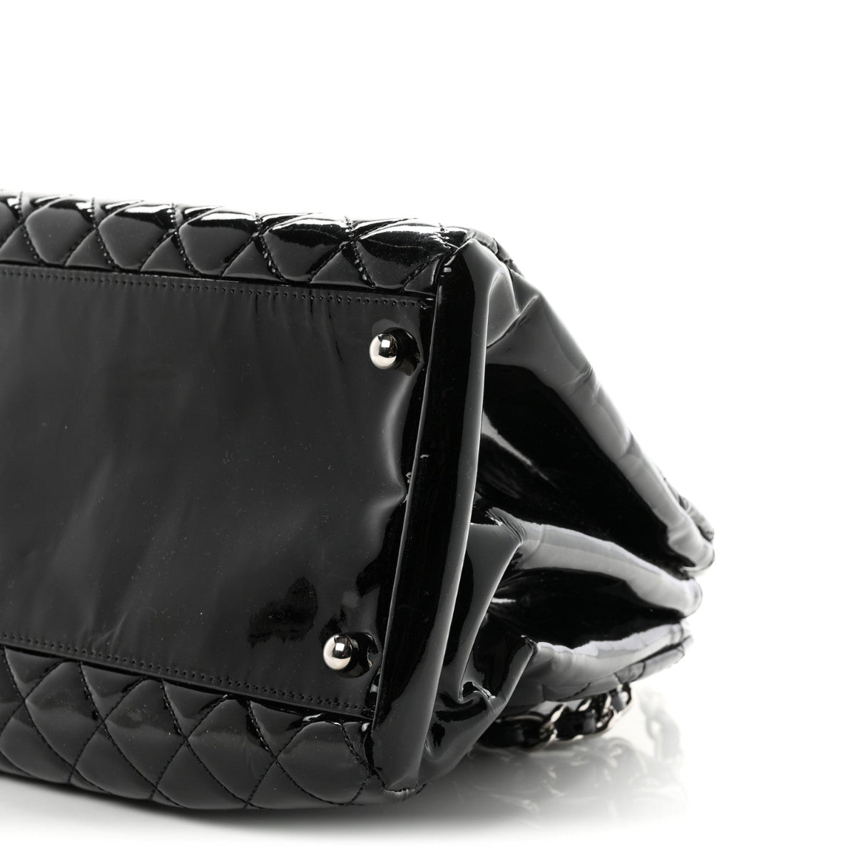 Patent Quilted Large Just Mademoiselle Bowling Bag Black