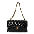 Patent Quilted Medium Double Sided Flap Black